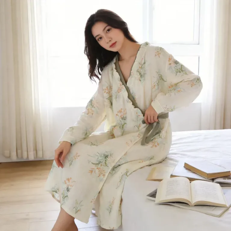 Gauze Bathrobe (Floral Print)