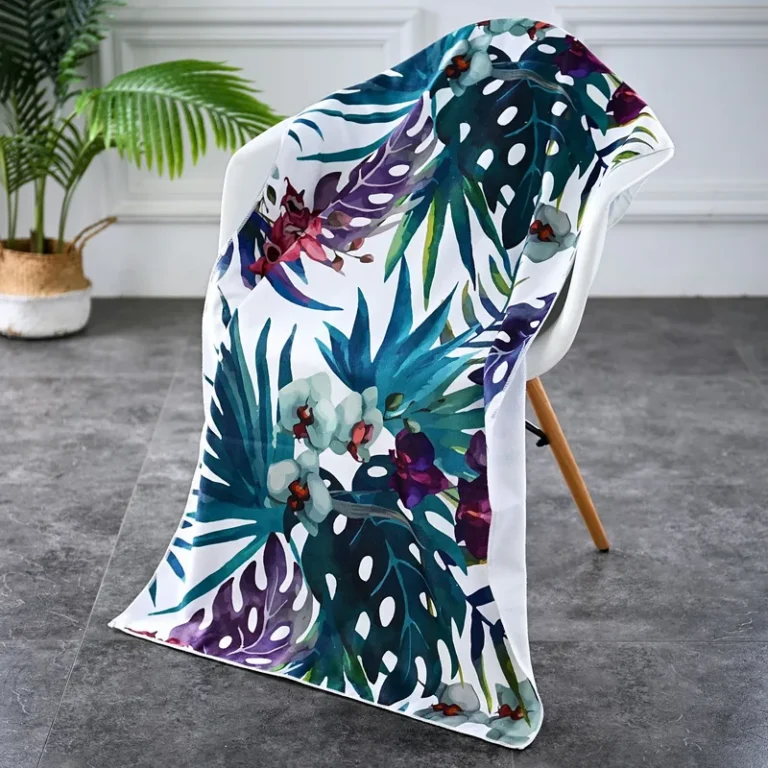 Microfiber Printed Bath Towel – Multi-print (tropical flora / floral / stripe…