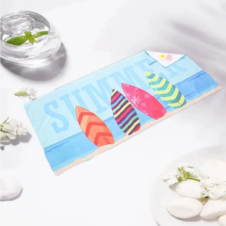 Microfiber Printed Bath Towel – Multi-print (surfboard SUMMER / tropical hibi…