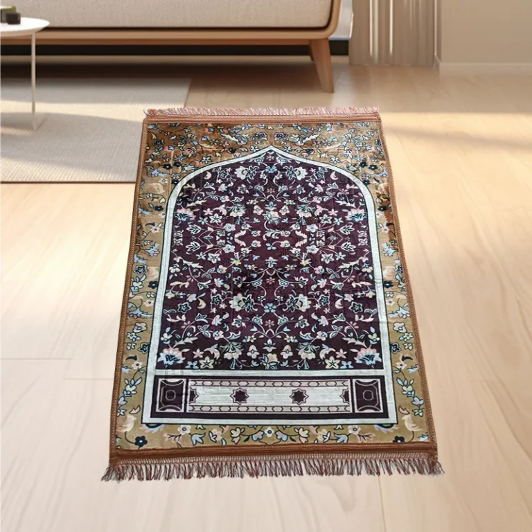 Living Room Coffee Table Rug – Arched floral jacquard + fringe, multi-pattern